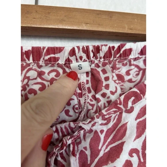 Heidi Carey 100% Cotton 2 Pc Pajama Set Scalloped Trim Red & White Sz Small - Picture 3 of 5